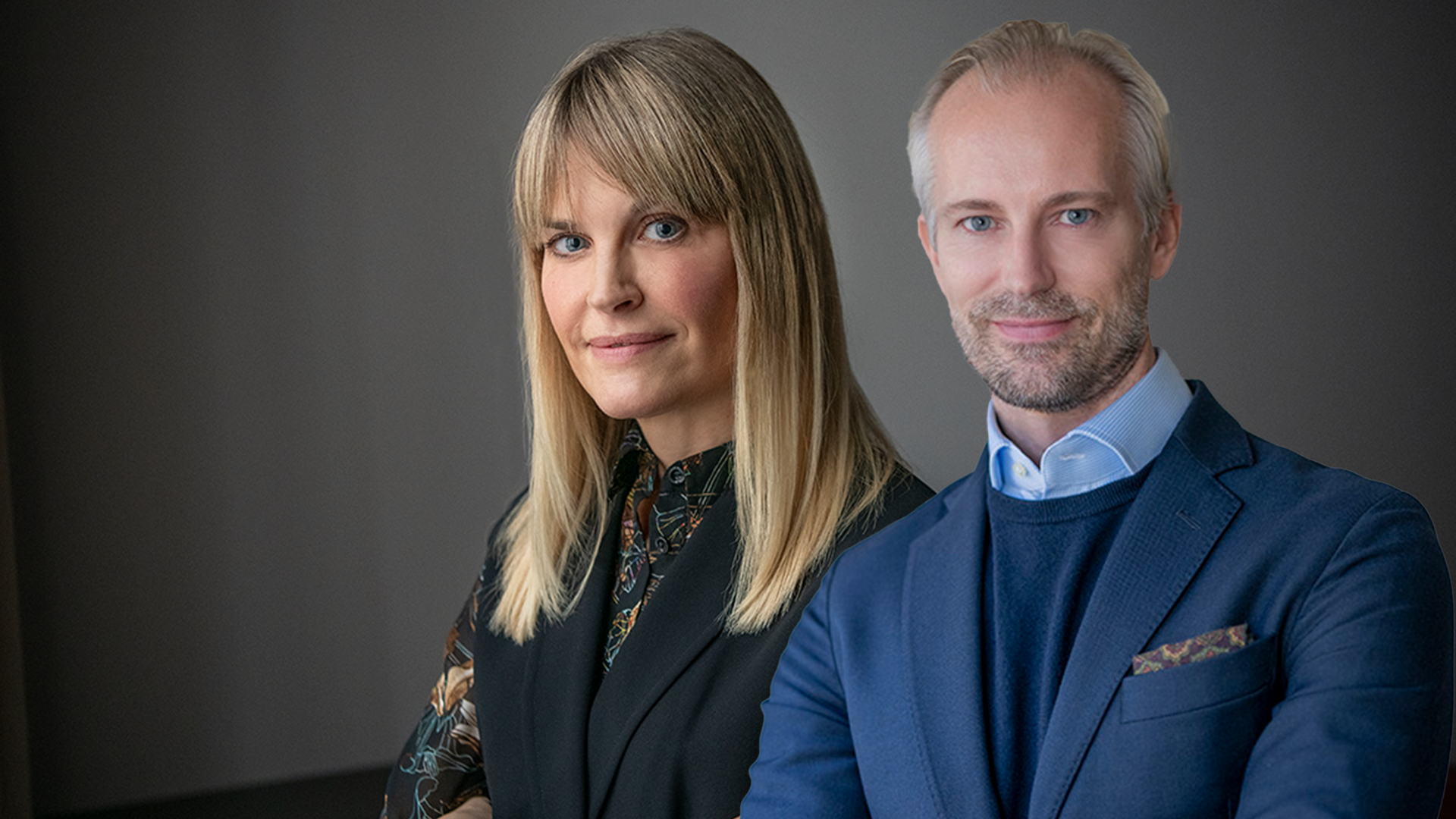 Bild på Ann Öberg, vd Almega, och Fredrik Östbom, näringspolitisk chef, Almega