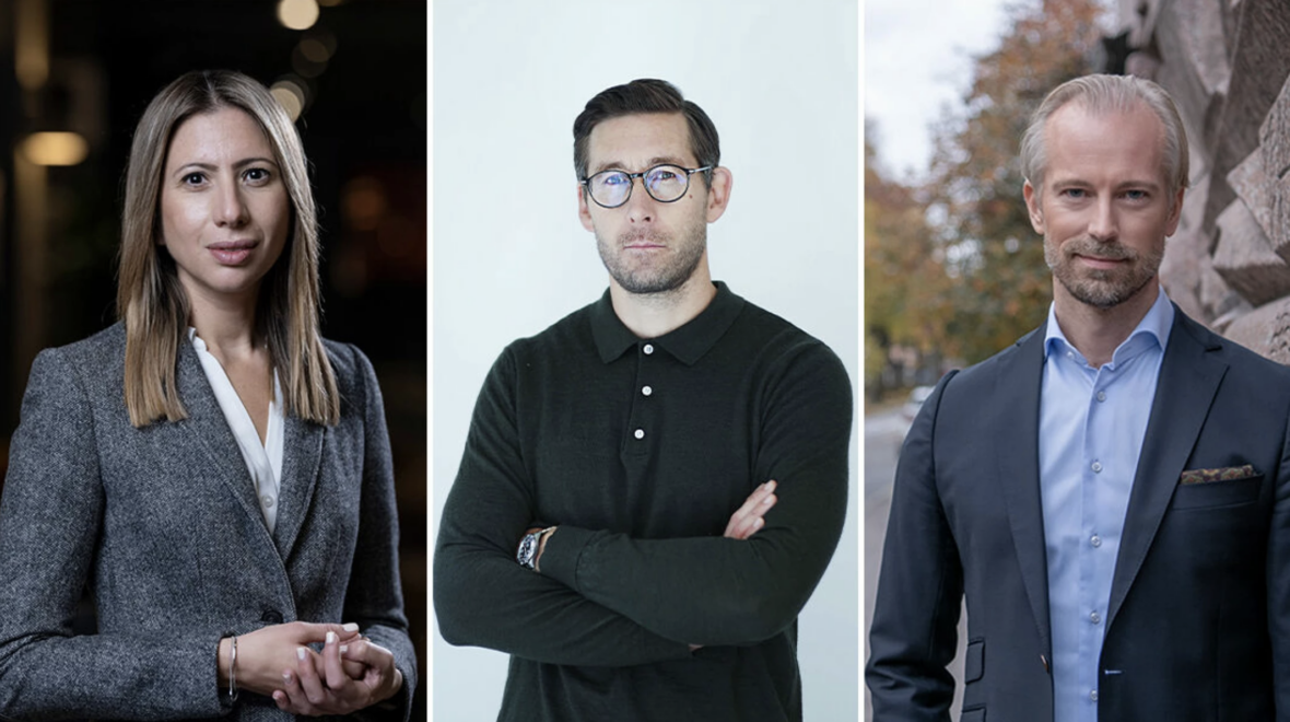 Ana Andric, näringspolitisk expert Tech Sverige, Joakim Bourelius, näringspolitisk expert Innovationsföretagen, Fredrik Östbom, näringspolitisk chef Almega